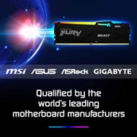 Kingston FURY Beast (KF560C36BBE2A-32) 32GB System Memory, 60000MT/s, DDR5, CL36, DIMM, RGB, Black Kingston FURY Beast (KF560C36BBE2A-32) 32GB System Memory, 60000MT/s, DDR5, CL36, DIMM, RGB, Black